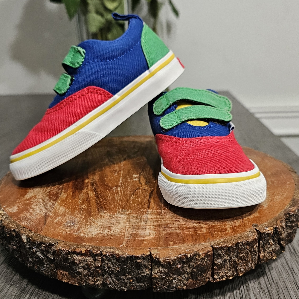 Vans Red and Blue Block Sneakers